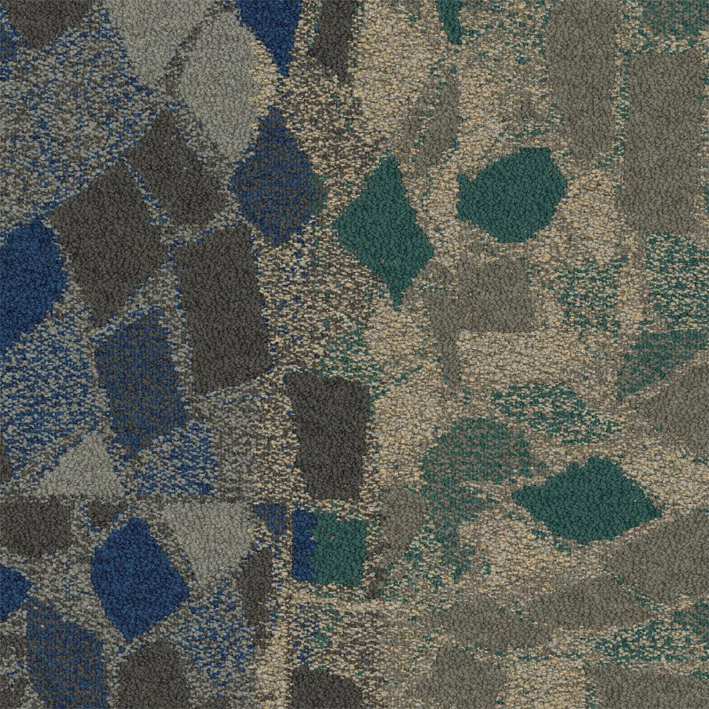 Human Connections- Stone Course Col.: Carpet Tile; (50x50)cm, Teal Stone