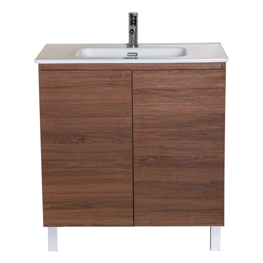 Bathroom Furniture Set: 1 Vigo Cabinet, 2 Drawers 80cm + 1 Onix Basin; 80cm, Dark walnut