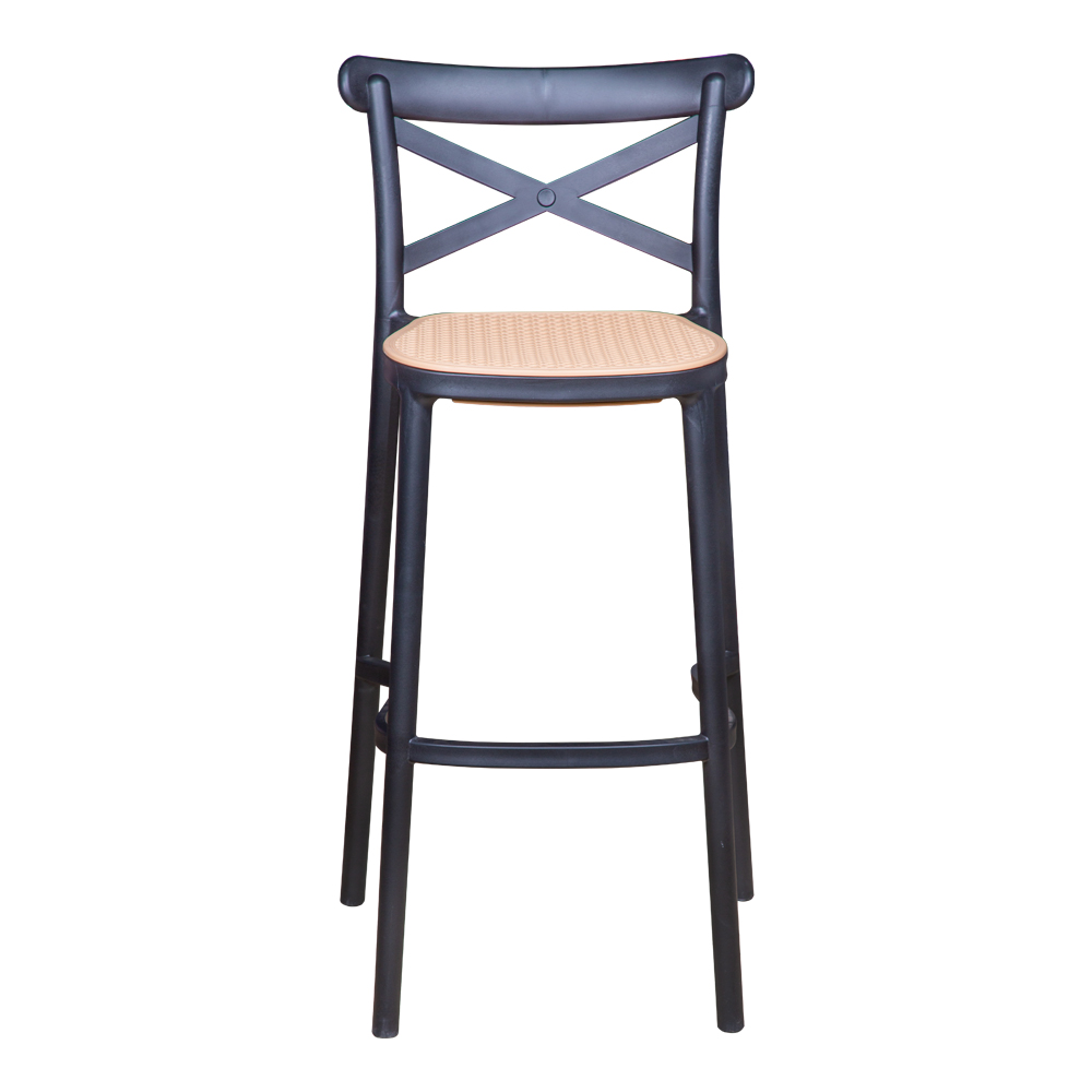 Bar Chair With Back Rest; (48x48x105)cm, Black/Brown