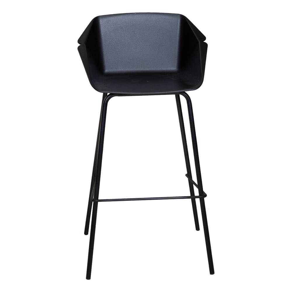High Bar Chair With Metal Legs; 75cm, Black
