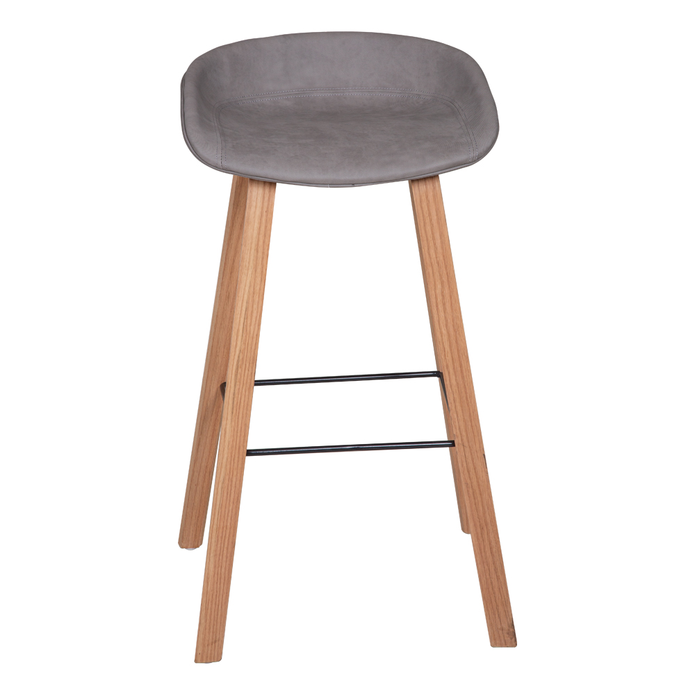 High Bar Chair With Wooden Legs; H75cm, Dark Grey