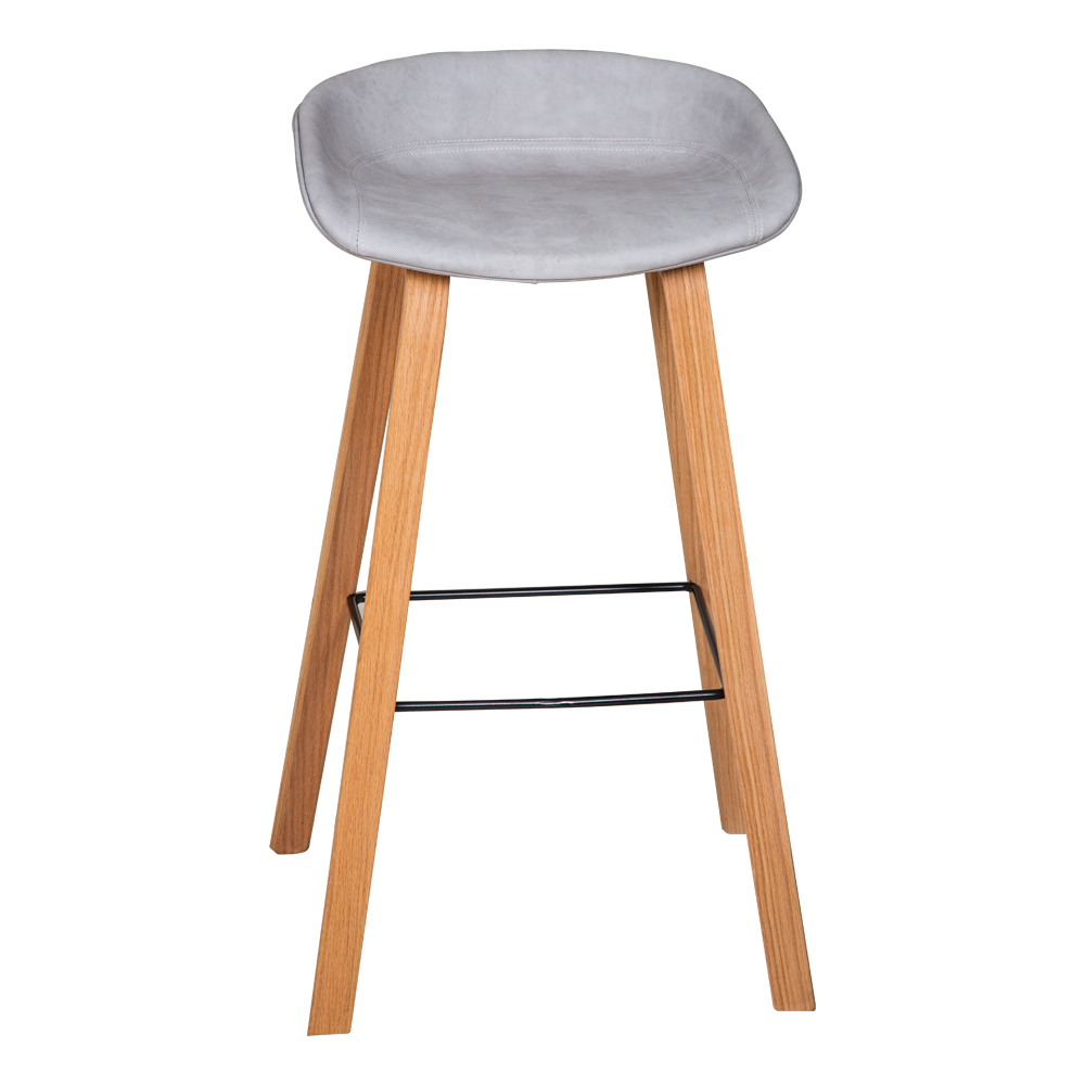 High Bar Chair With Wooden Legs; H75cm, Light Grey