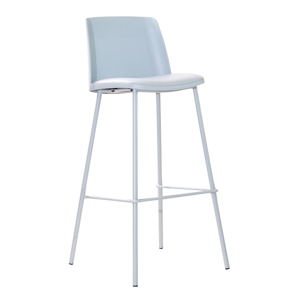High Bar Chair With Metal Legs; H75cm, Grey Blue