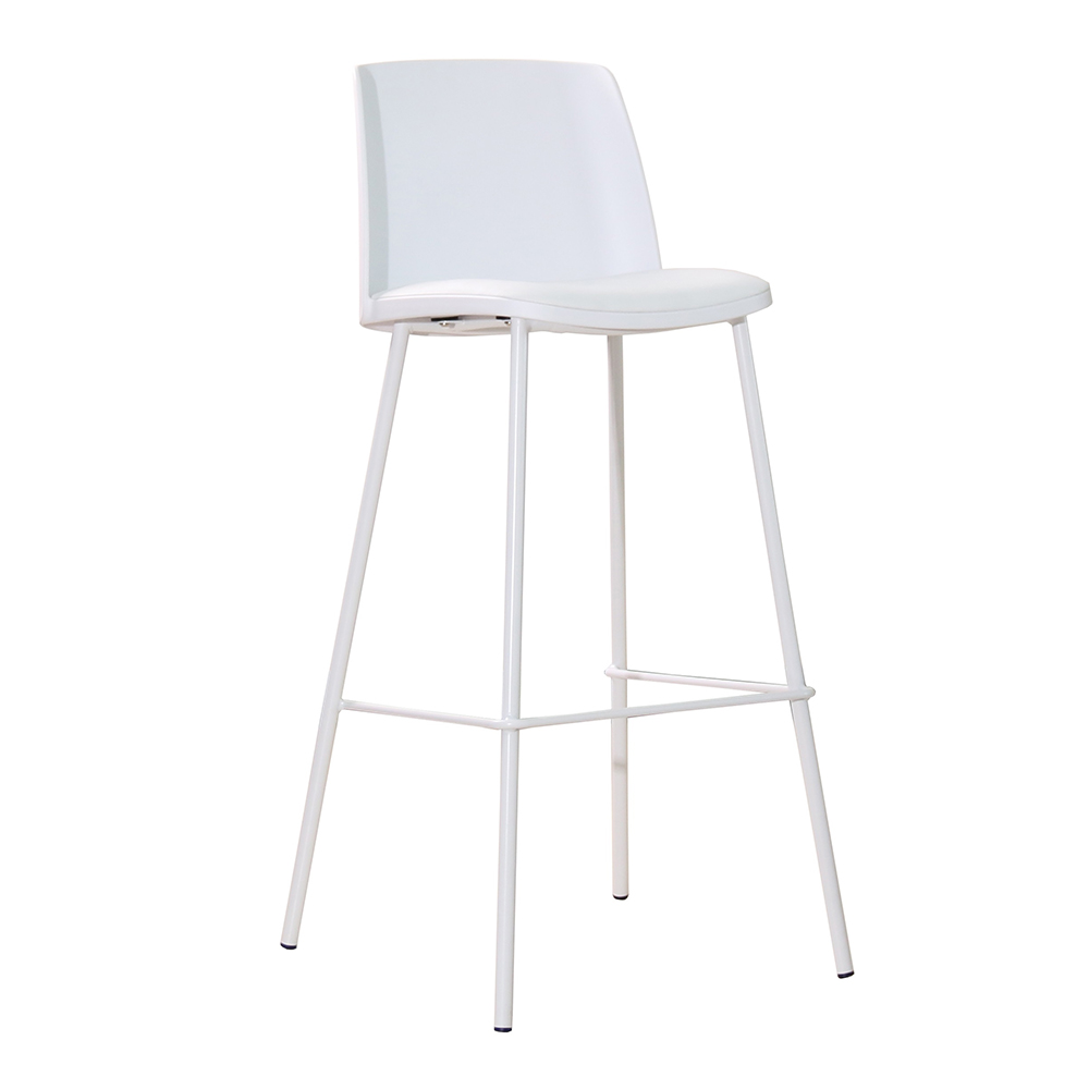 High Bar Chair With Metal Legs; H75cm, White