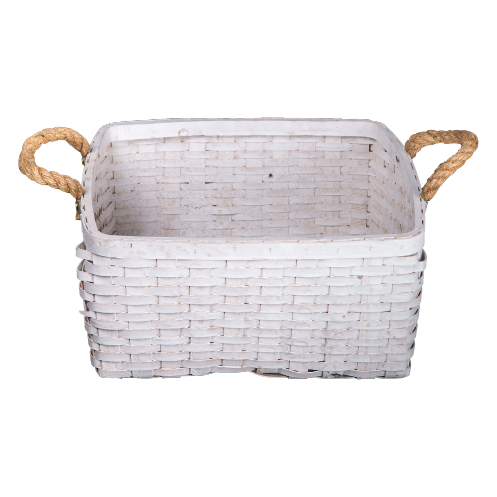 Domus: Square Willow Basket; (35x35x19)cm Large, White