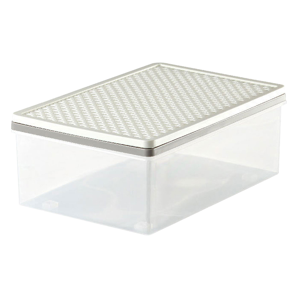 Multi Purpose Storage Box With Lid; Medium, White/Soft Cream