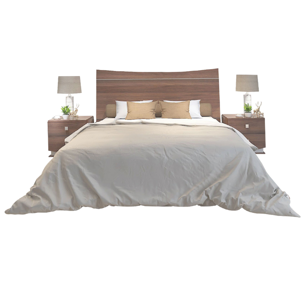Hydraulic Bed; (182x202)cm + 2 Night Stands, Glossy Walnut
