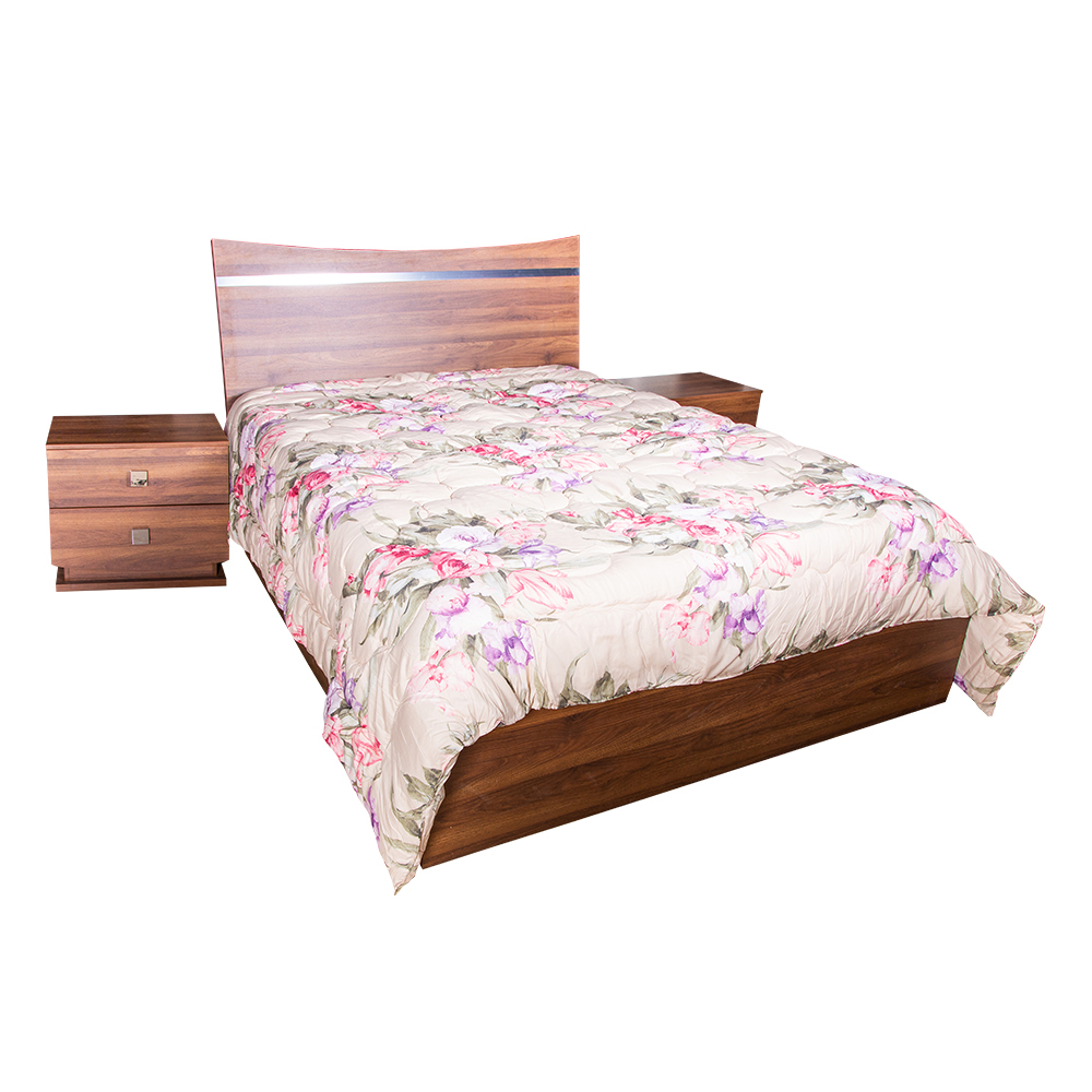Hydraulic Bed; (152x202)cm + 2 Night Stands, Walnut