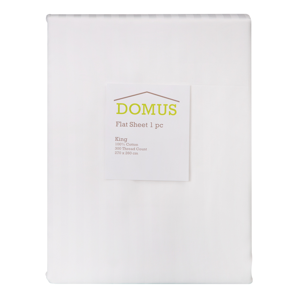 Domus: Single Fitted Bed Sheet, 1pc: 1cm Striped; (120x200+30)cm, White