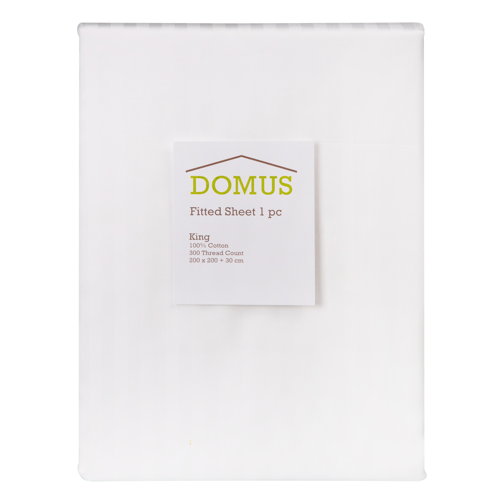 Domus: King Flat Bed Sheet, 1pc: 1cm Striped; (270x260)cm, White