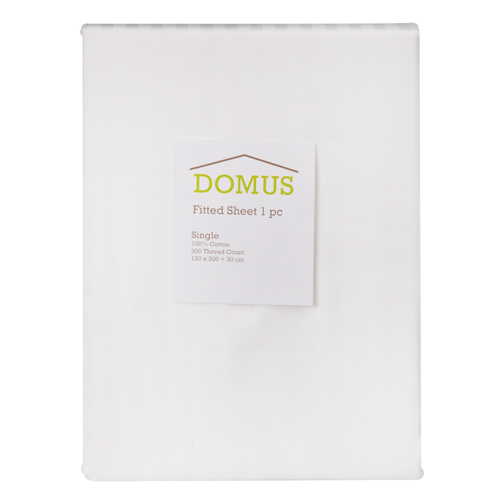 Domus: SuperKing Flat Bed Sheet, 1pc: 1cm Striped; (280x275)cm, White