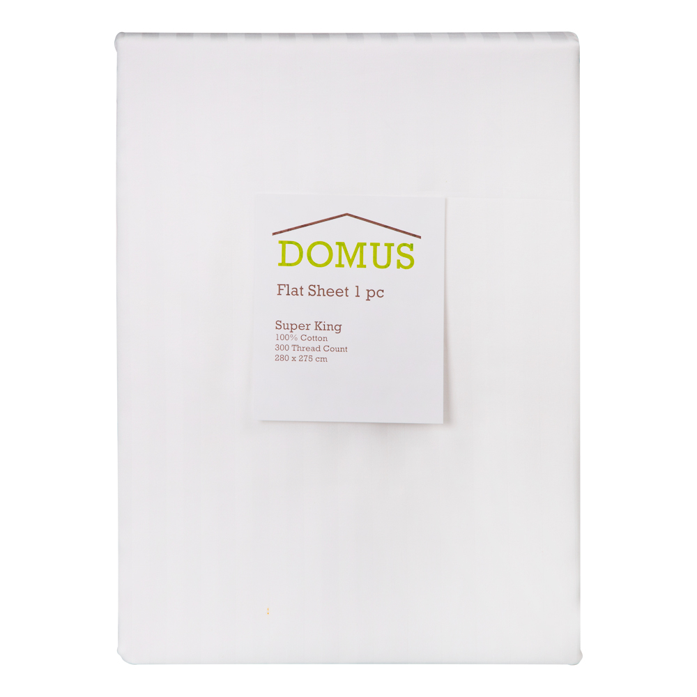 Domus: SuperKing Fitted Bed Sheet, 1pc: 1cm Striped; (220x220+30)cm, White