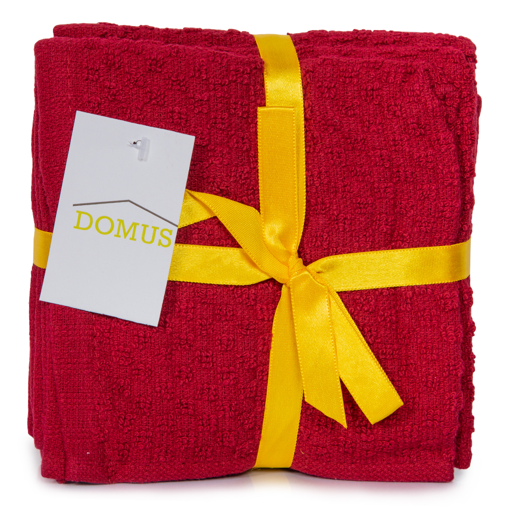 Domus: Popcorn Wash Cloth; (30x30)cm 8pieces Set, Dark Red