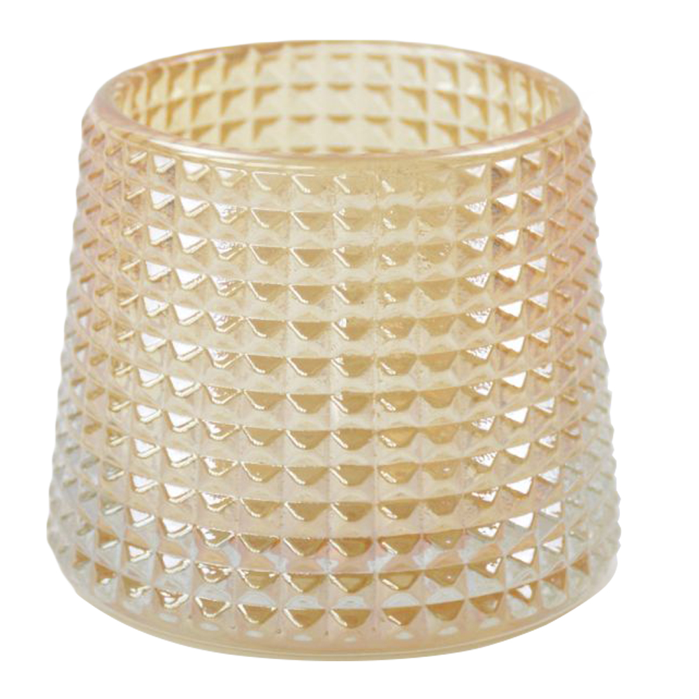 Dot Patterned Glass Candle Holder; (8.2x7)cm, Gold