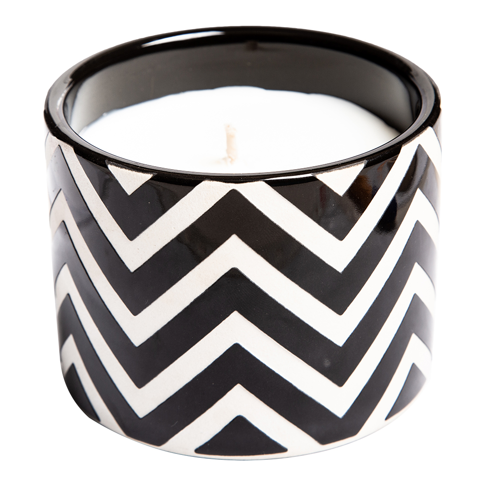 Clear Cotton Scented Candle In Ceramic Pot; 7oz, Black