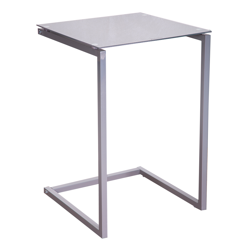 Side Table: Glass Top; (40x40x60)cm, Grey