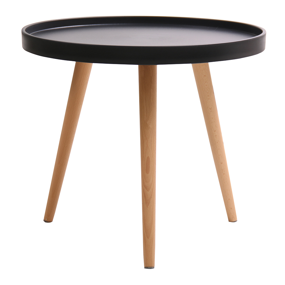 Round Coffee Table-PP Top And Metal Legs, Black