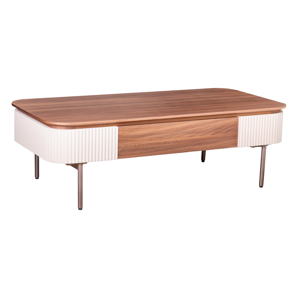 Coffee Table; (120x60x37)cm, Walnut/Beige White