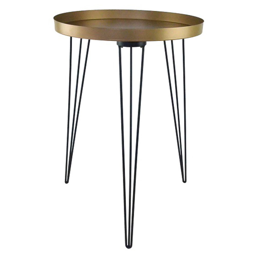 Metal Decorative Table; (37x37x49.4)cm, Black/Matte Gold