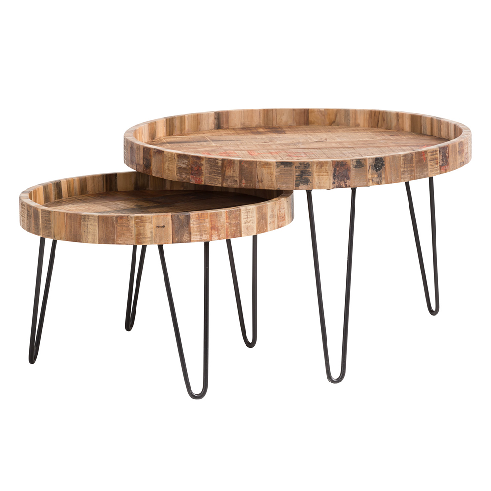 Wooden Side Tables Set, 2 Pcs, Brown