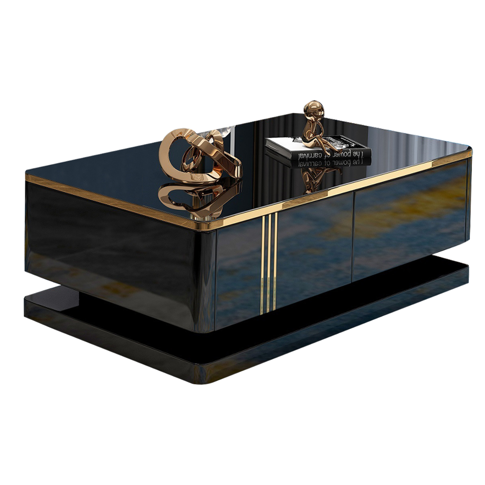Coffee Table; (120x60x41)cm, Glossy Black/Gold