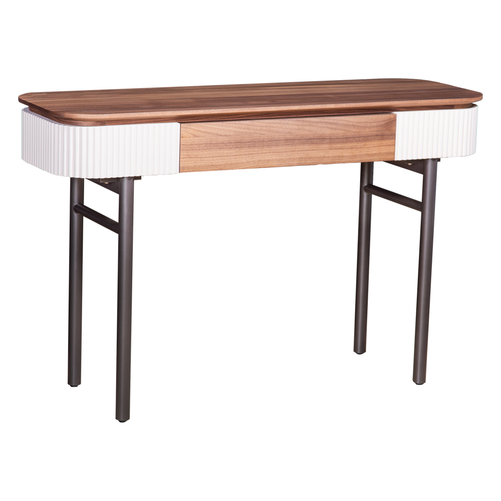 Console Table-Veneer Top; (120x39x75)cm, Walnut/Beige White