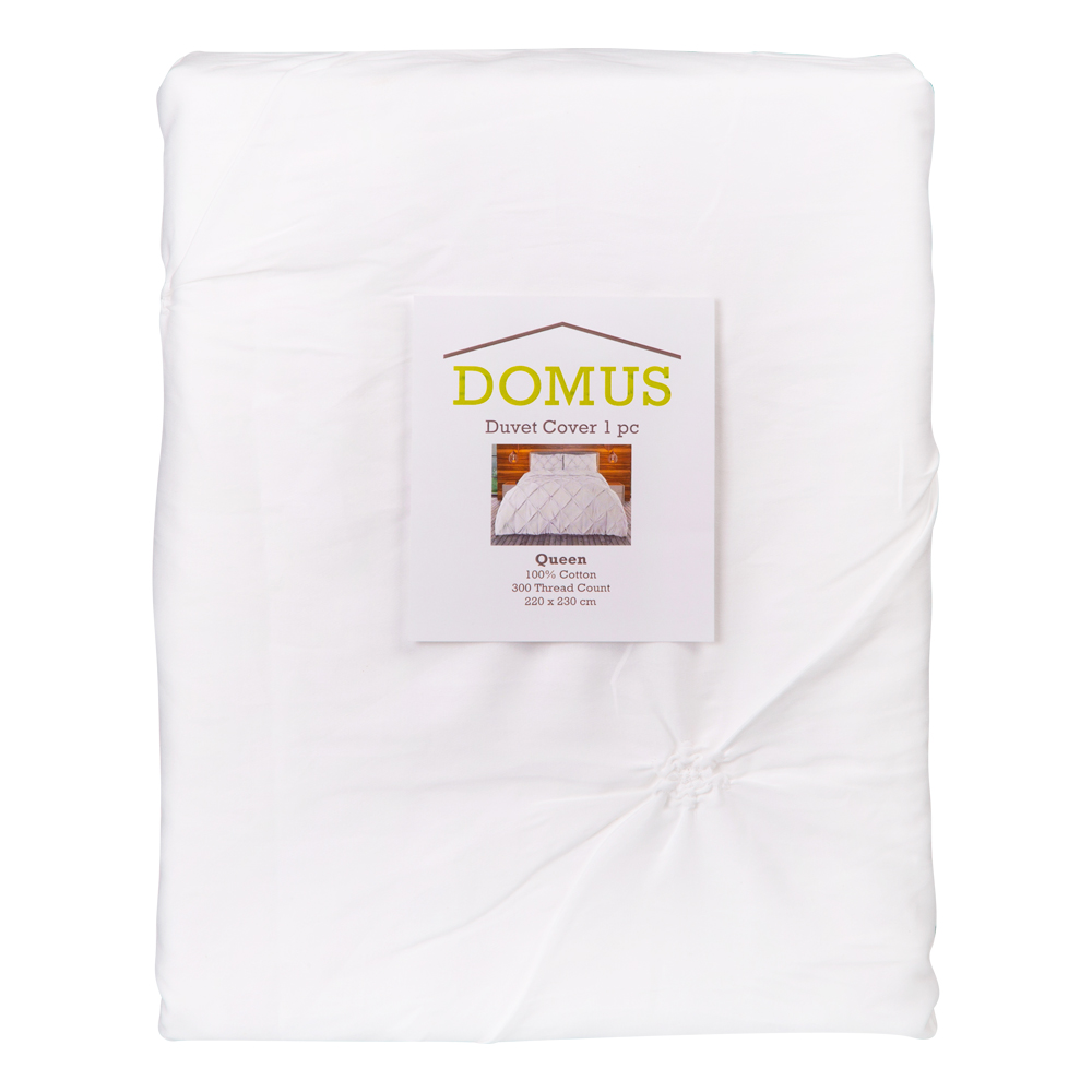 Domus: Queen Duvet Cover: 1pc: Pinch Pleats; (220x230)cm, White