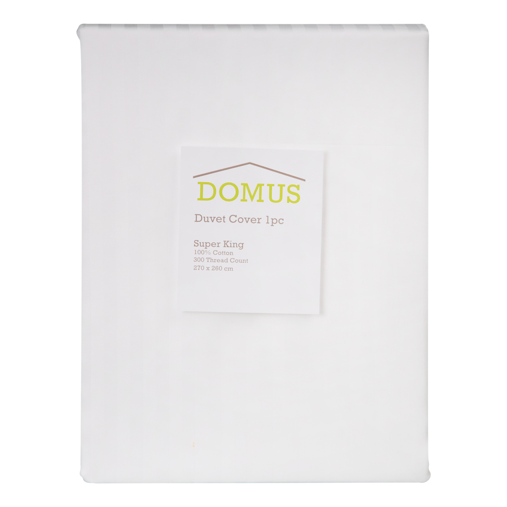 Domus: King Duvet Cover: 1pc: 1cm Striped; (240x260)cm, White