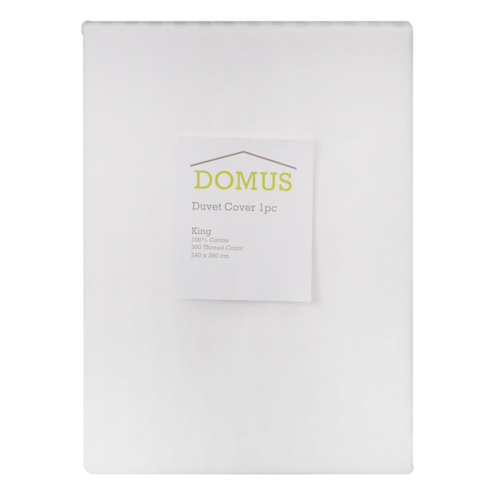 Domus: Single Duvet Cover: 1pc: 1cm Striped; (160x220)cm, White