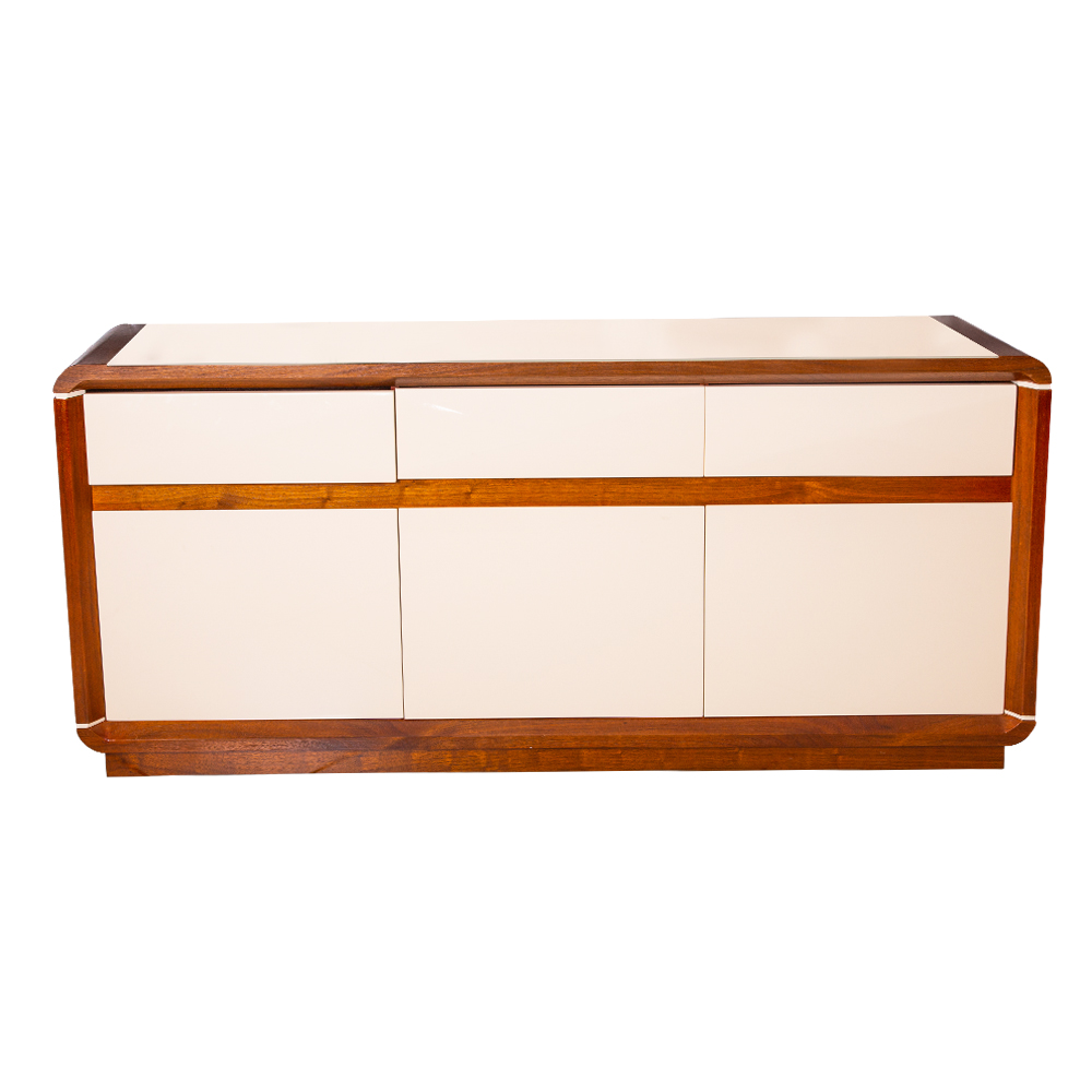 Dining Cabinet, (180x40x80)cm + Wall Mirror, (180x3.0x70)cm, Brown/Beige