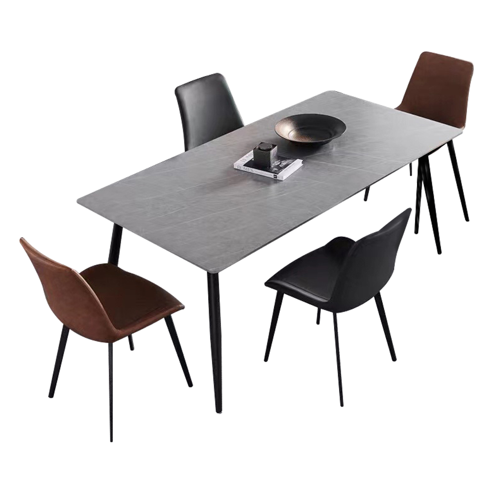 Sintered Stone Dining Table; (1.5x0.9)Mts + 4 Side Chairs, Armani Grey/Grey