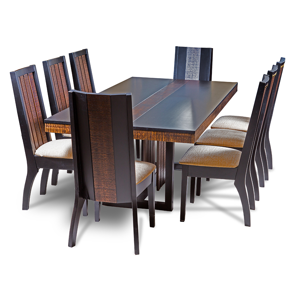 Dining Table; 2.1Metres + 6 Forest Chairs + 2 Bali Chairs, Light Wenge