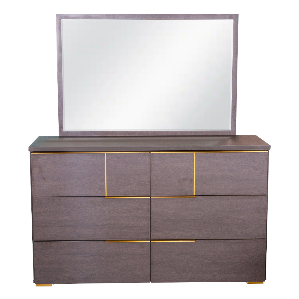 Dresser; (137x45x84)cm + Mirror; (111.6x75x2.1)cm, Black Oak