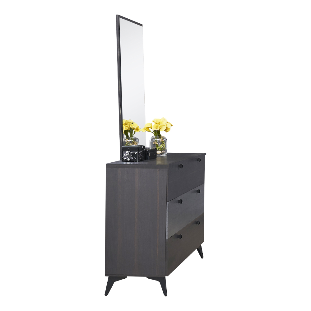 Dresser; (120x40x186)cm + Mirror; (60x100)cm, Dark Oak/F.Blue