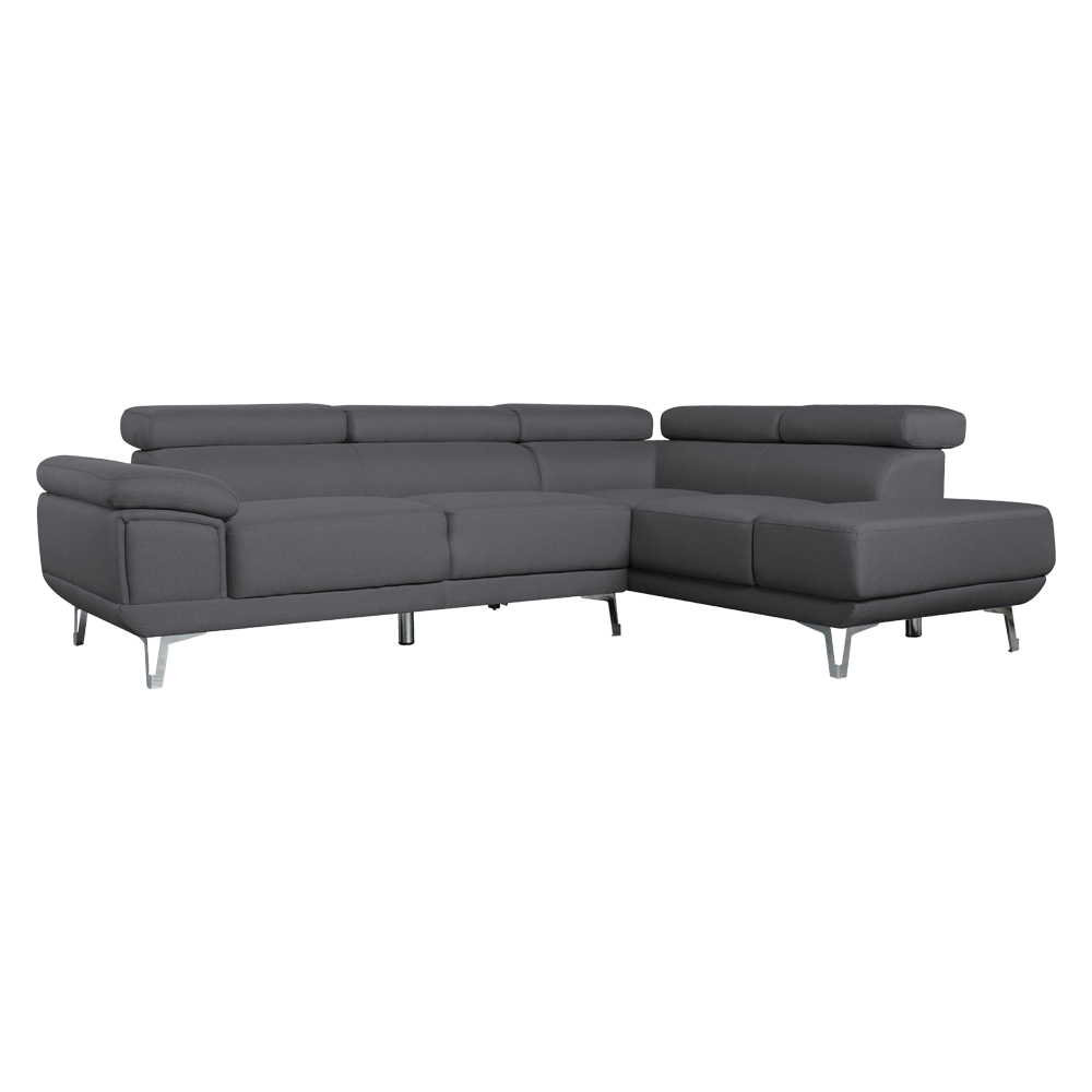 Linen Fabric Corner Sofa + Chaise, Right, Dark Grey