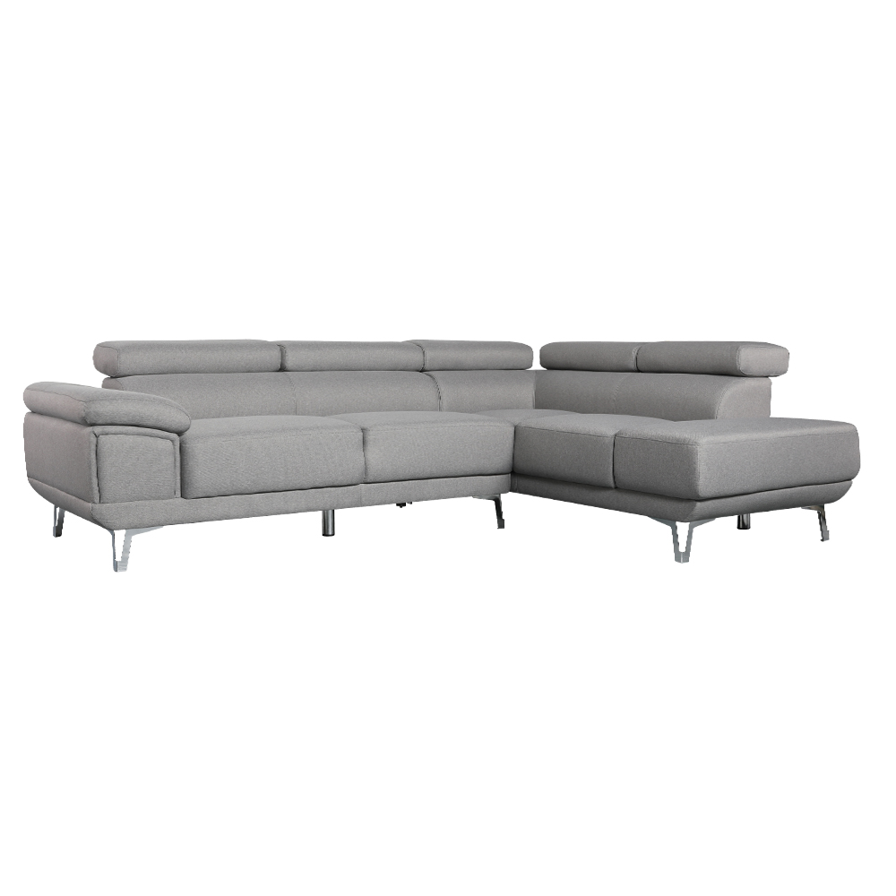 Linen Fabric Corner Sofa + Chaise, Right, Light Grey