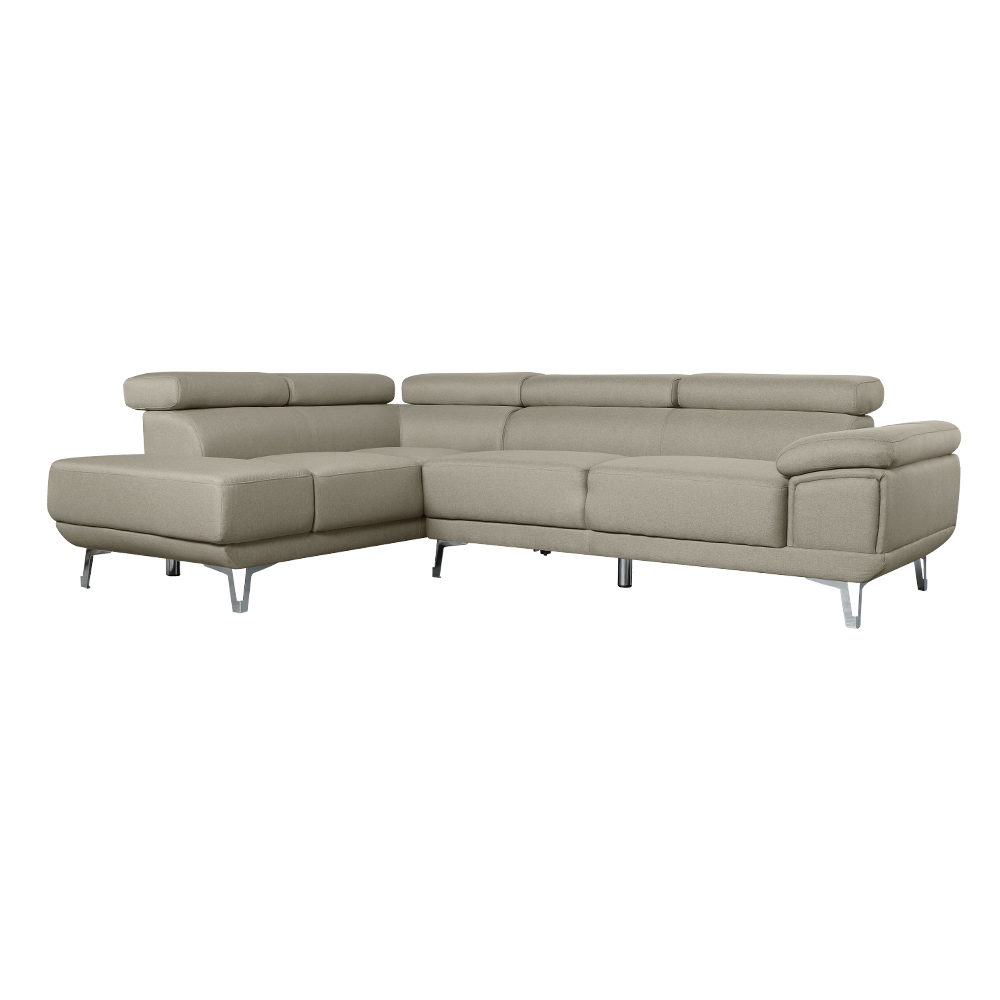 Linen Fabric Corner Sofa + Chaise, Left, Bisque