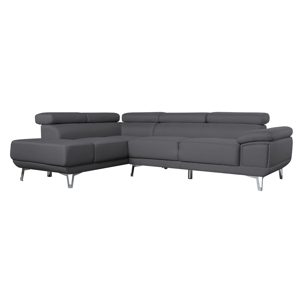 Linen Fabric Corner Sofa + Chaise, Left, Dark Grey