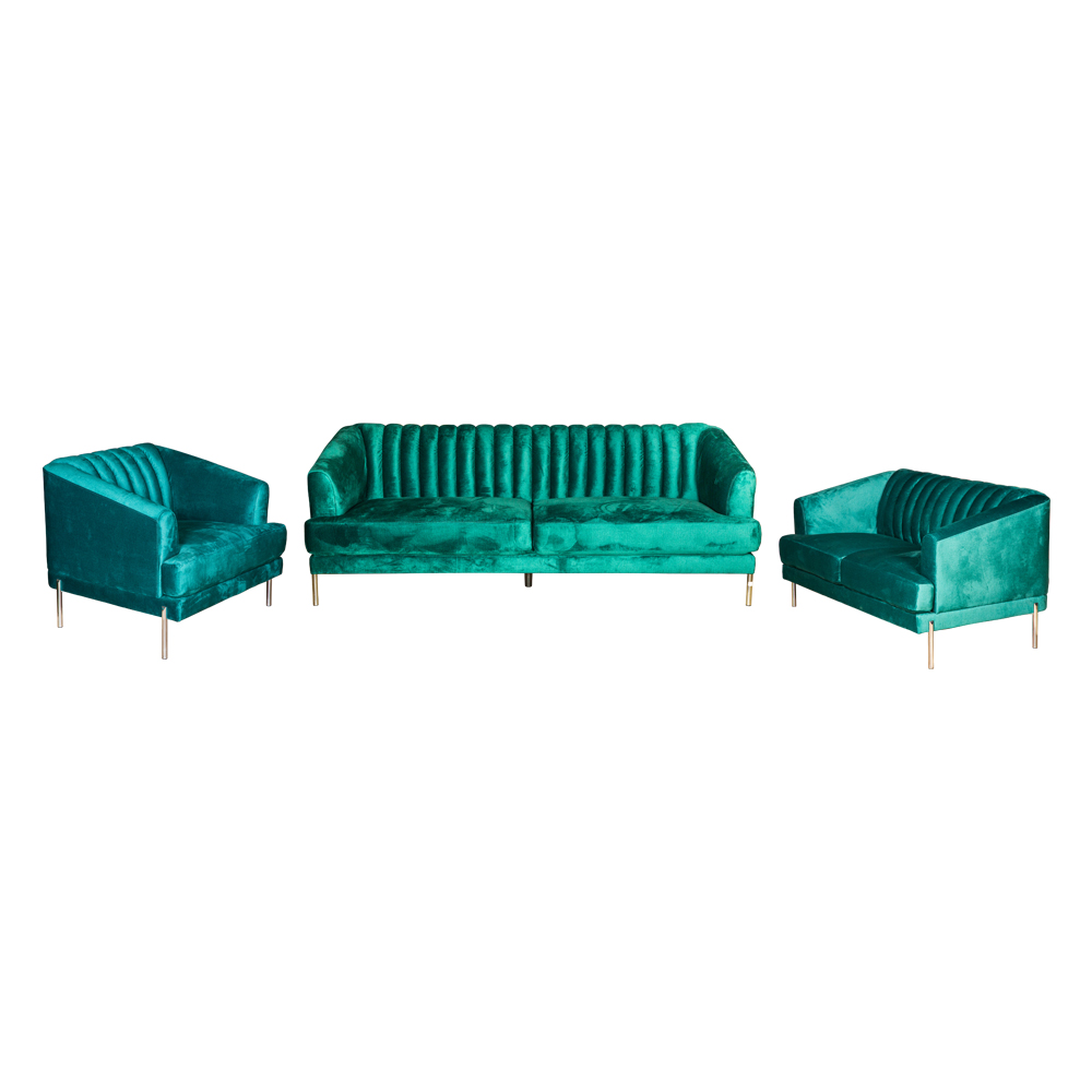 Fabric Sofa: 6-Seater (3+2+1), Grass Green