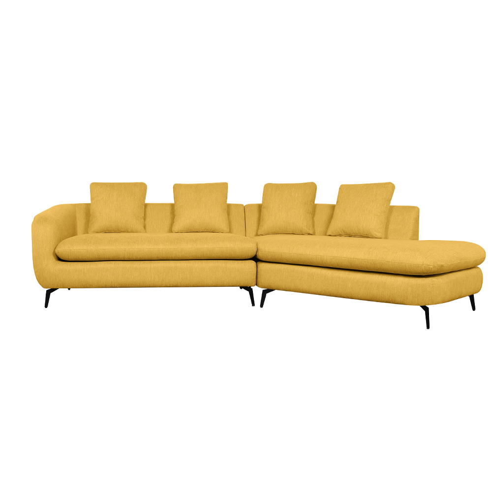 Corner Sofa + Chaise, Right : Fabric, Yellow