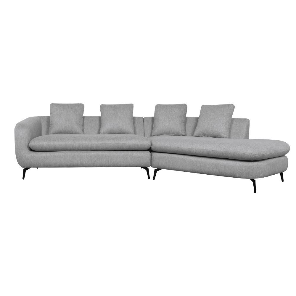 Corner Sofa + Chaise, Right : Fabric, Grey