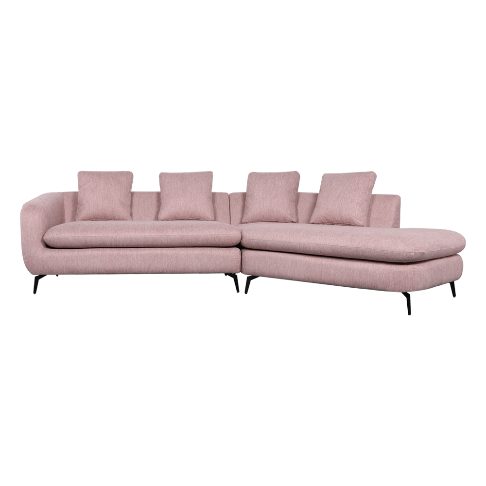 Corner Sofa + Chaise, Right : Fabric, Pink