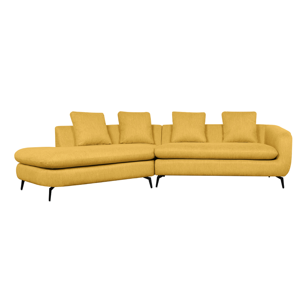 Corner Sofa + Chaise, Left : Fabric, Yellow