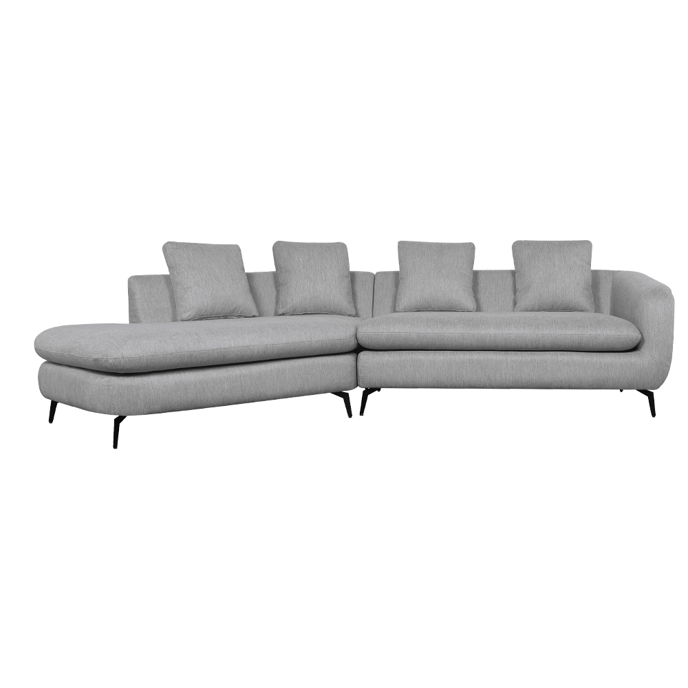 Corner Sofa + Chaise, Left : Fabric, Grey