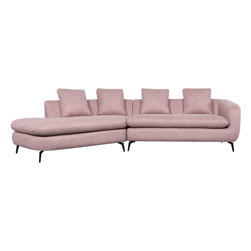 Corner Sofa + Chaise, Left : Fabric, Pink