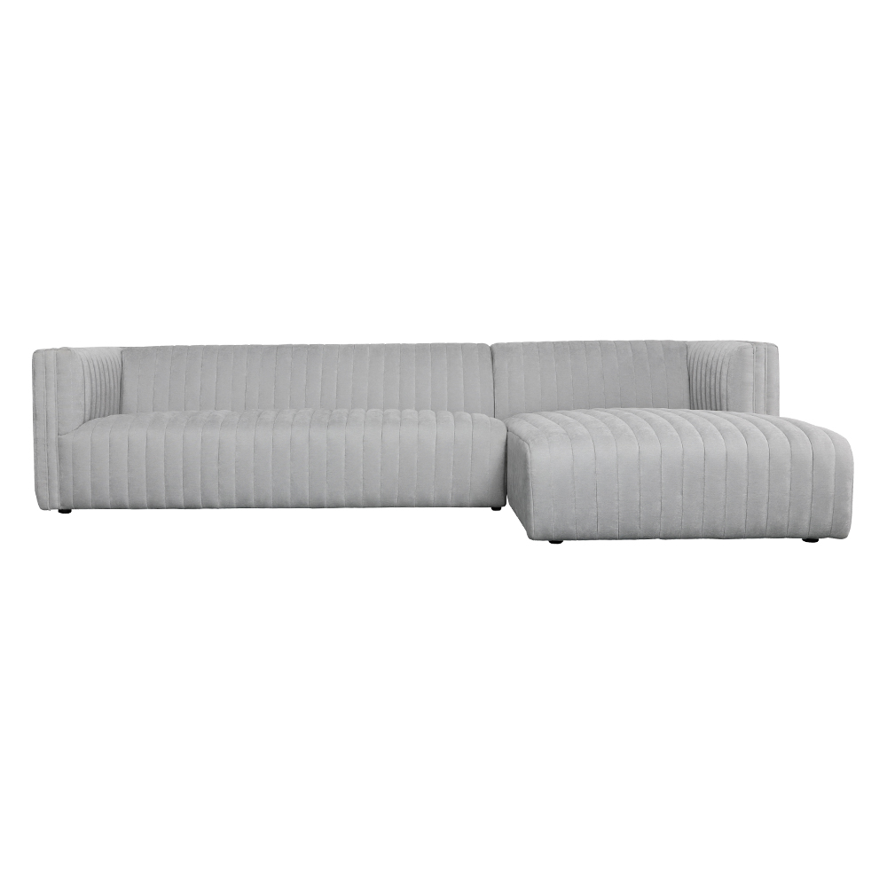 Fabric Sofa + Chaise, Right : Fabric, Light Grey