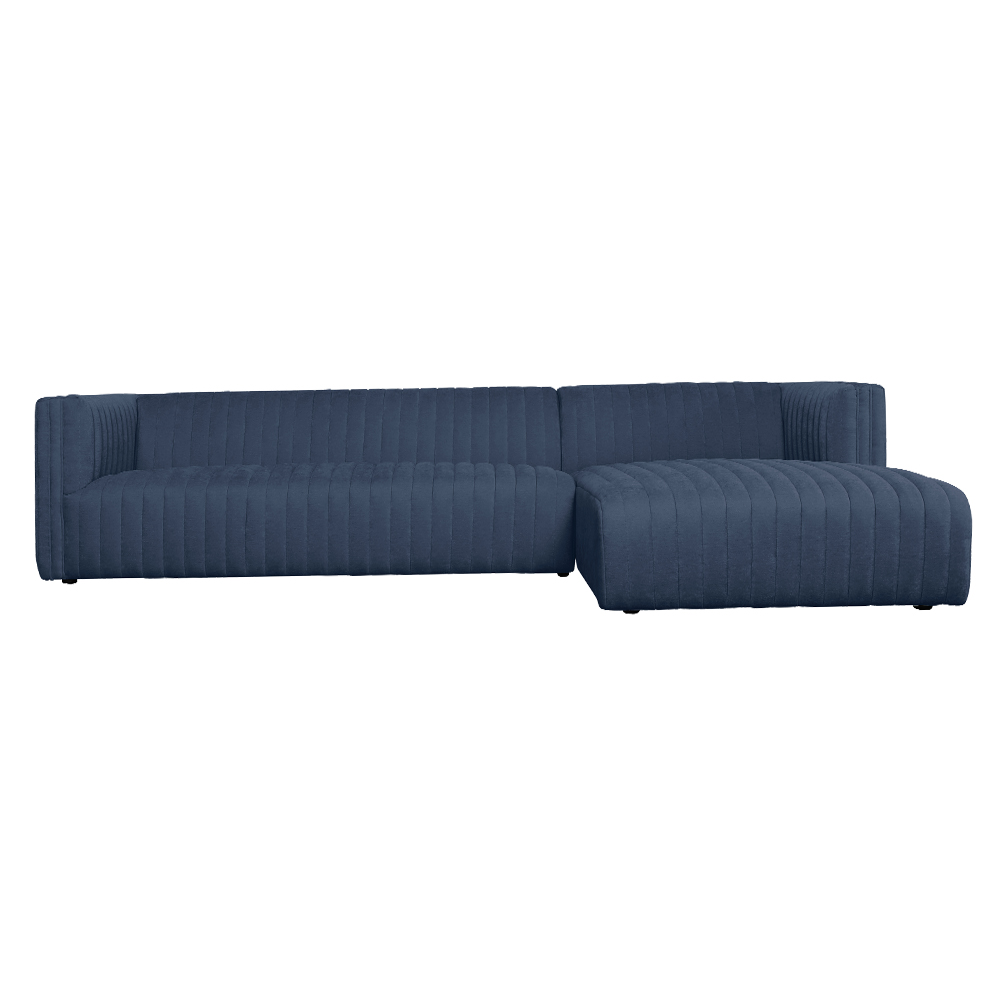 Fabric Sofa + Chaise, Right : Fabric, Dark Blue
