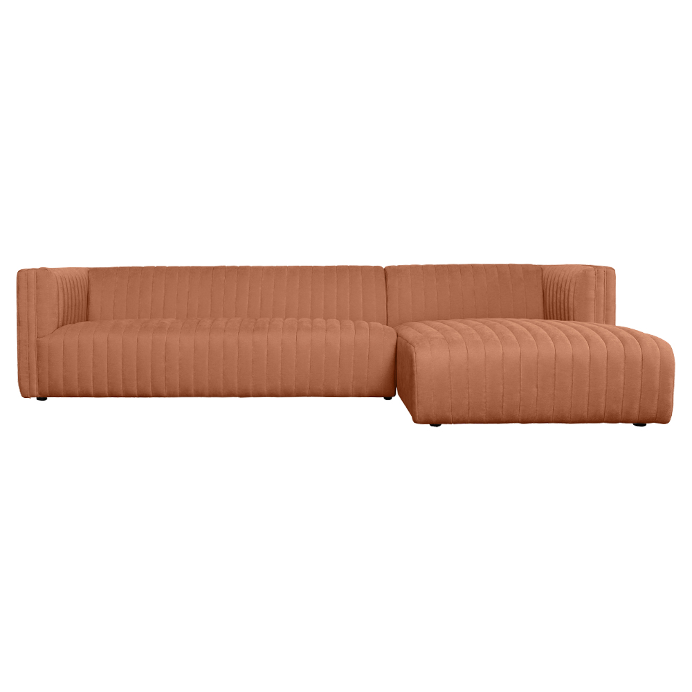 Fabric Sofa + Chaise, Right : Fabric, Orange