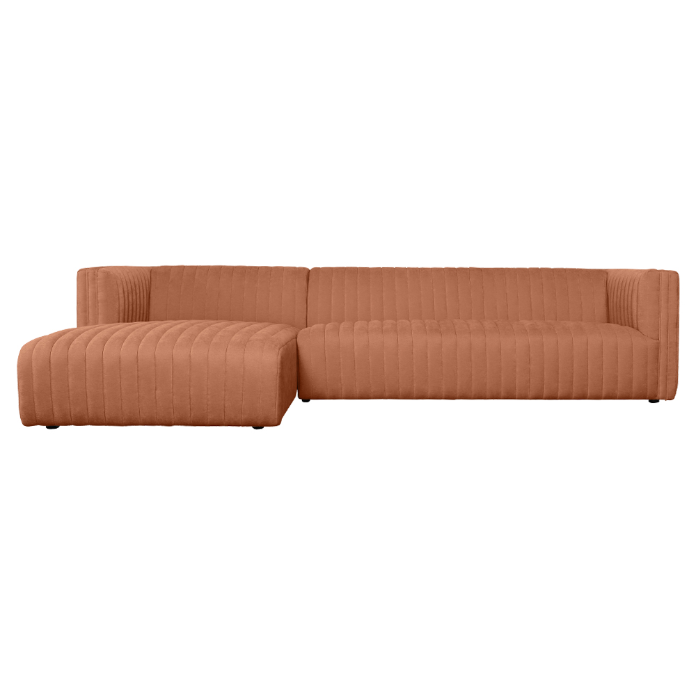 Fabric Sofa + Chaise, Left : Fabric, Orange
