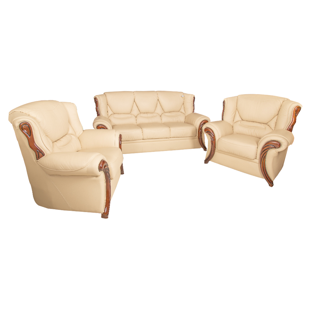 Leather Sofa: 7-Seater (3+2+1+1), Col. 17, Rose White